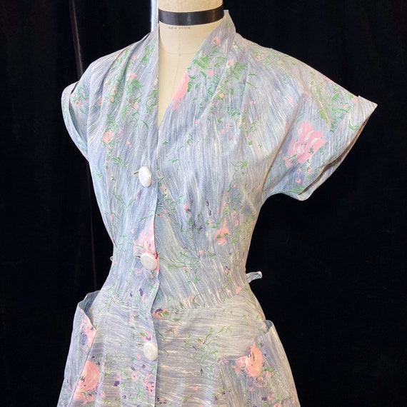 1950s W:30 BRENTWOOD gray pink green brushstroke … - image 1