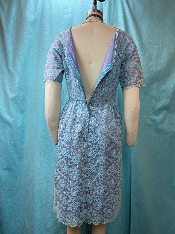 1950s/1960s W:27” Little Turquoise Blue cotton dr… - image 4