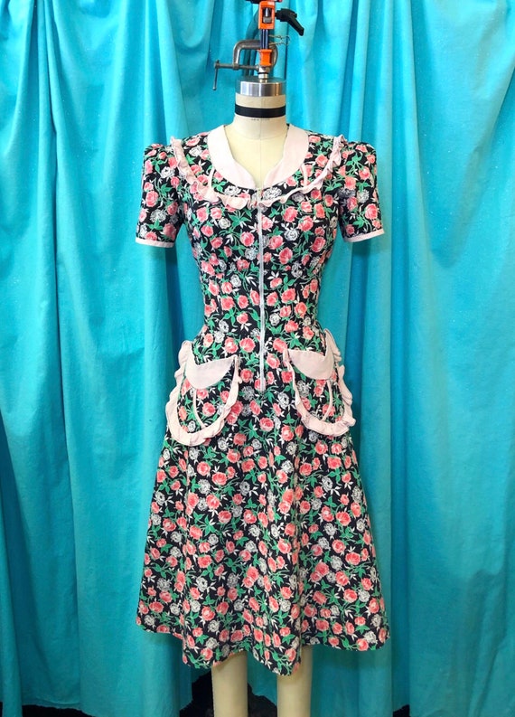 1930s/1940s W:26 BRENTWOOD pink green white black… - image 2