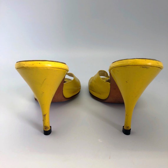 1950s SZ:6.5M yellow leather open toe springolato… - image 5
