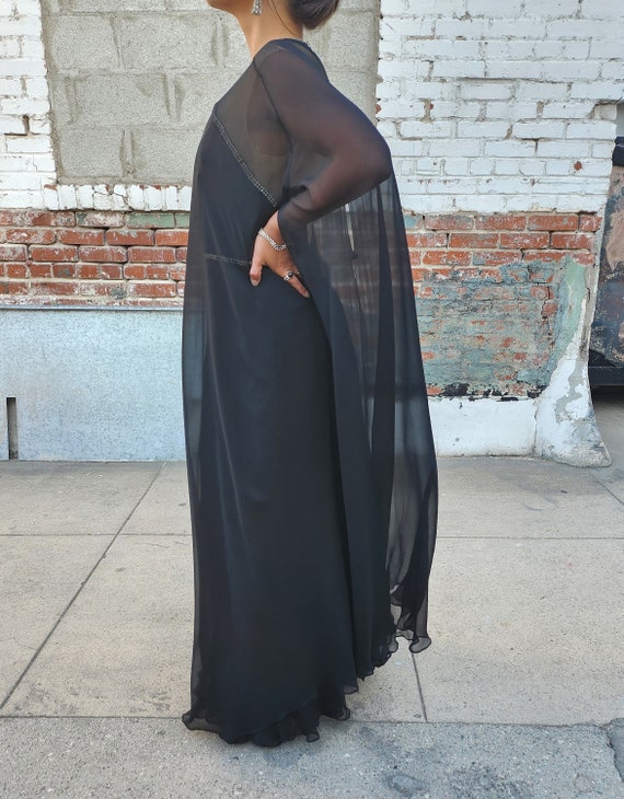 1960s Black Silk Dress with Sheer Overlay