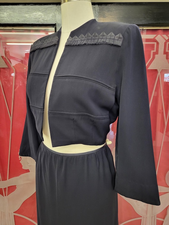1930s 1940s W:32" Jablow blue gabardine WWII rati… - image 1