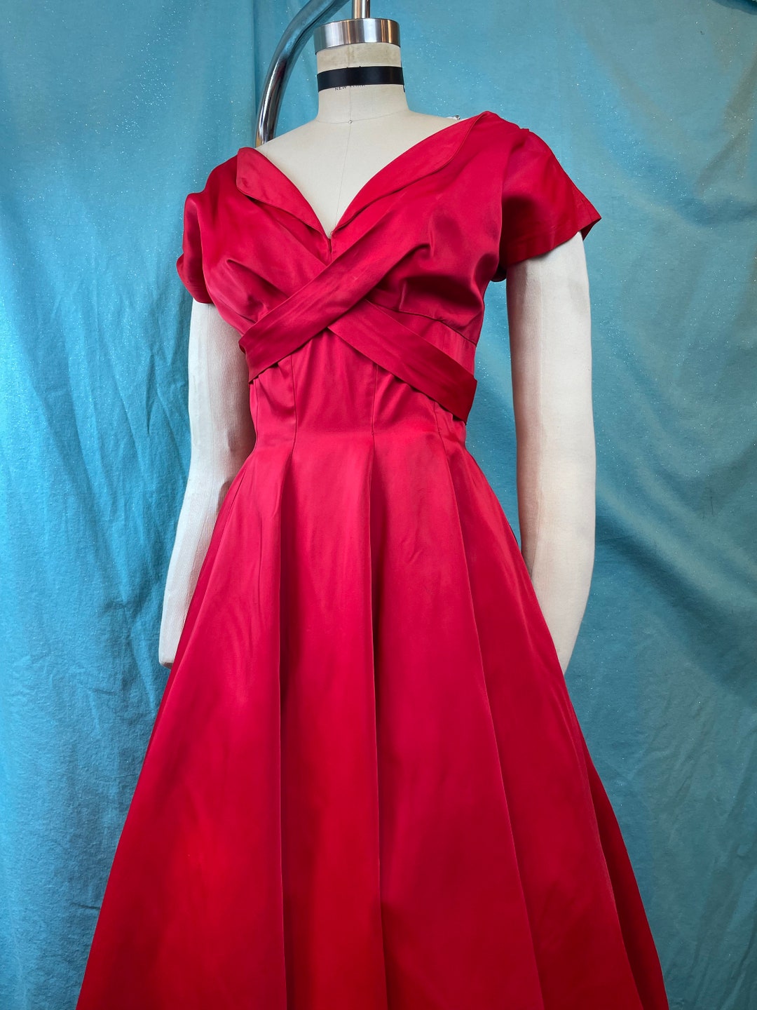 1950s/1960s W26 Scarlet Red Jewel Tone Cocktail Dress Etsy