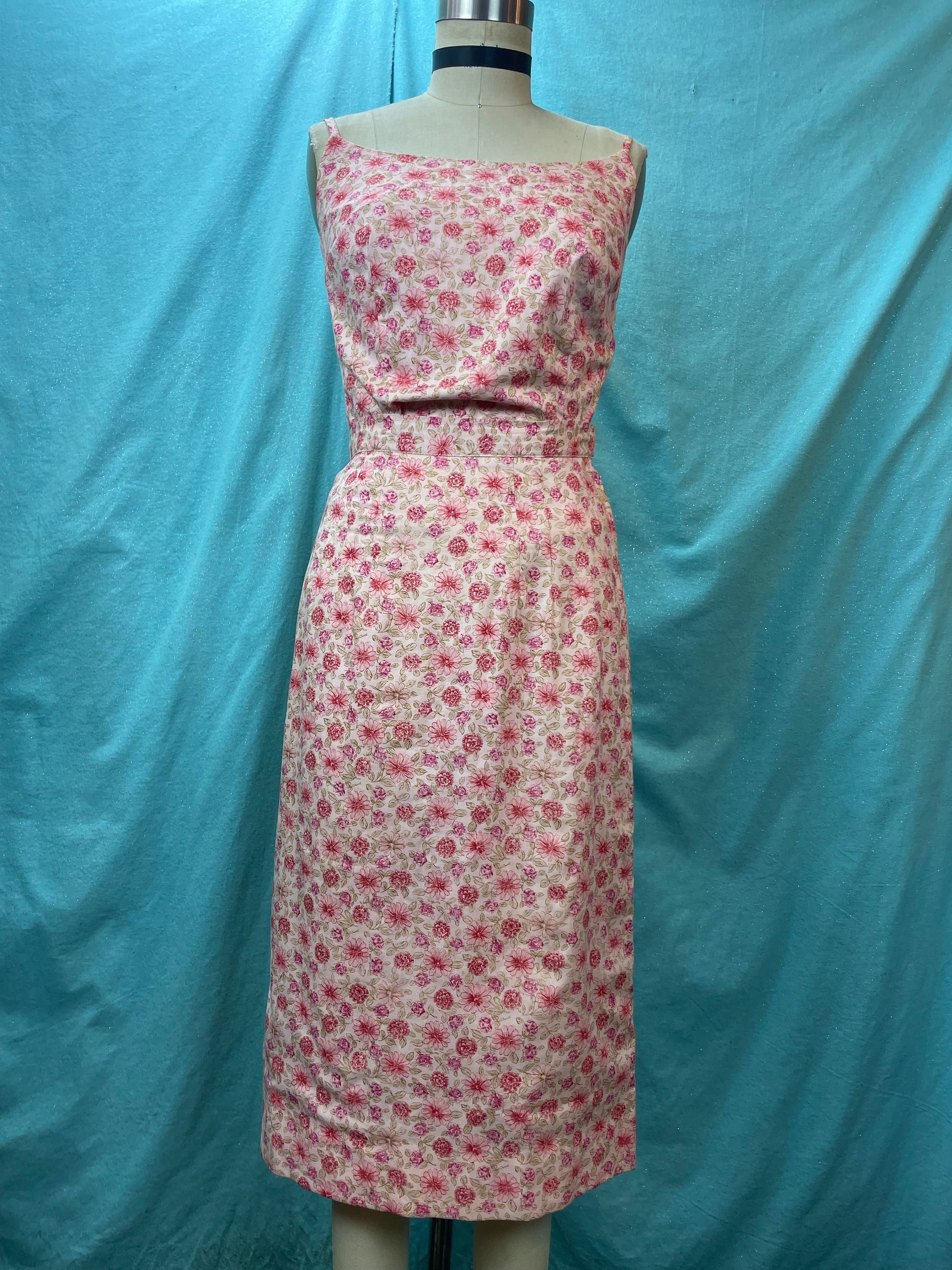 1950s/1960s W:26 Vintage 50s 60s Rose Pink Cotton Summer Set 