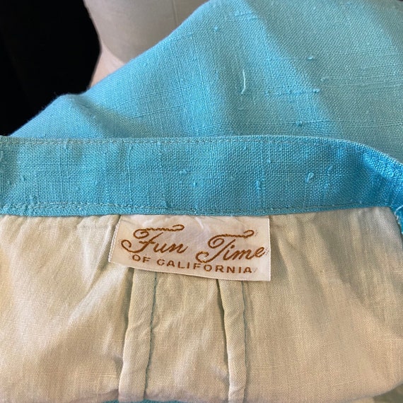 1950s/1960s W:27 FUN TIME aqua nubby rayon linen … - image 4