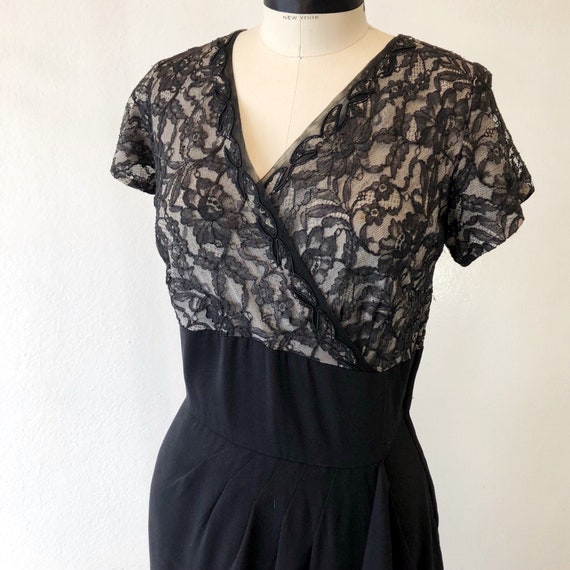 1940s/1950s W:30 LBD sheer black Chantilly lace i… - image 1