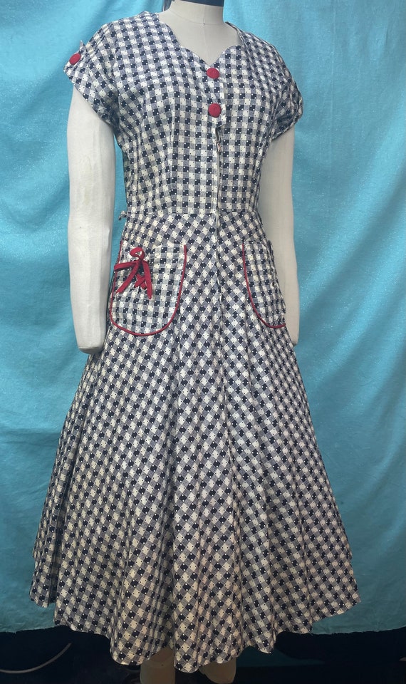 1940s/1950s W:28 Novelty Dice Checker Plaid Day D… - image 3