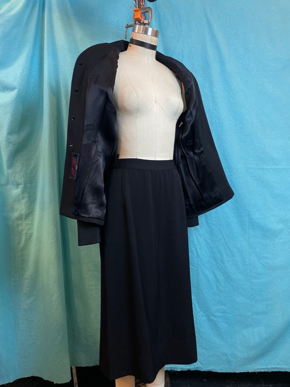 1940s W:26” Kay Saks Yablokoff Black Wool Gabardi… - image 7