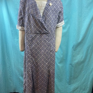 1930s W:44 LAiglon Art Deco Dress Boxy Straight fit Cotton Voile Bib Volup image 8