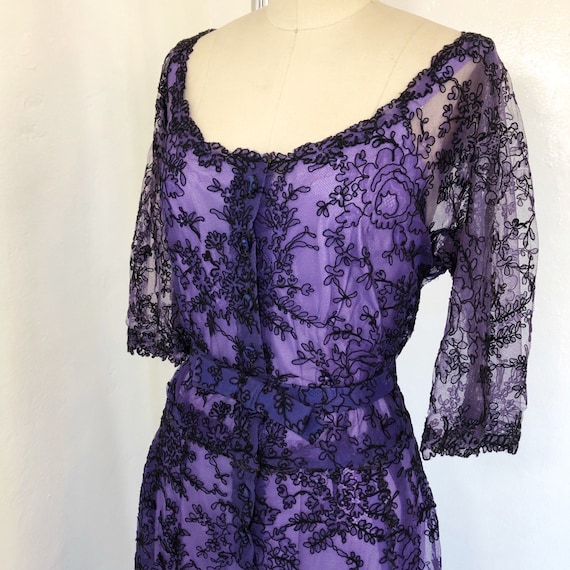 1950s W:32 VOLUP 2PC sheer purple black Chantilly