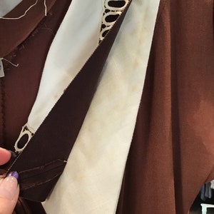 1940’s/1950’s W:28 Mademoiselle Juliette Rayon linen collar pockets A-line skirt chocolate brown belt bild 7