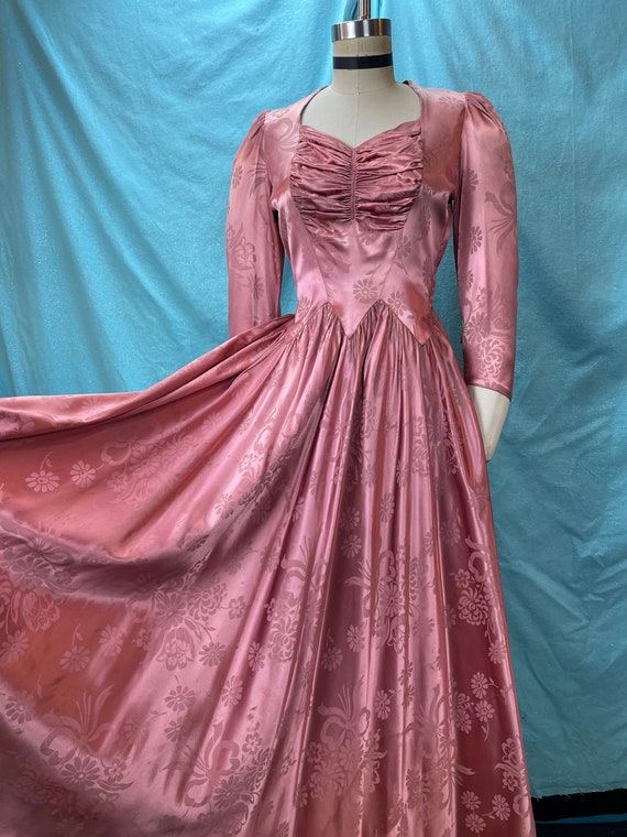 1940s W:28 vintage 40s princess gown liquid satin 