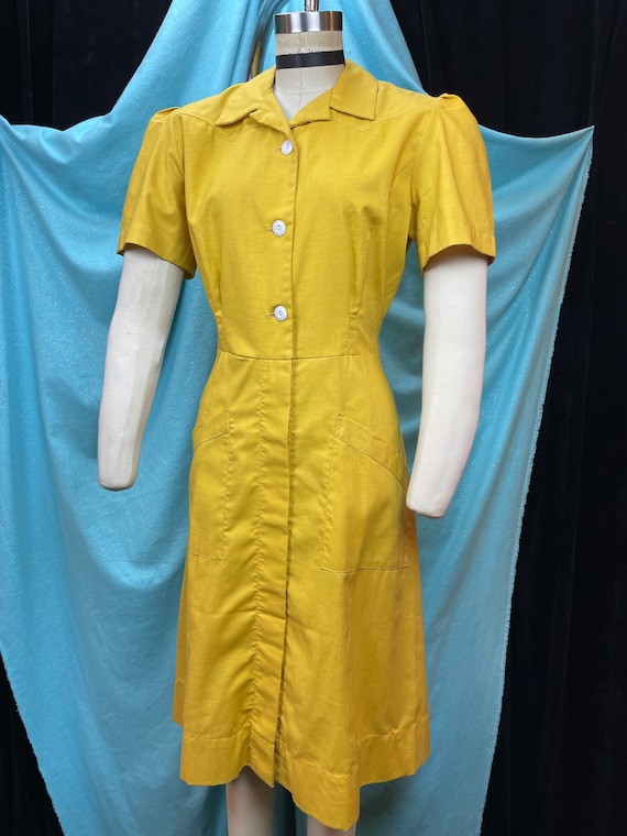 Mustard dress with buttons online