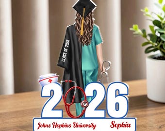 Class of 2026 verpleegkundige acrylblok, aangepaste verpleging afstudeercadeau, RN student cadeau, medische school aandenken decor, verpleegkundige klas van 2026 decor