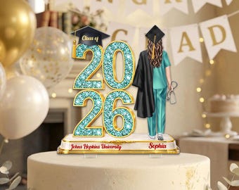 Spersonalizowany prezent na zakończenie studiów pielęgniarskich w 2026 roku, spersonalizowana ozdoba na tort na zakończenie studiów pielęgniarskich, zawieszka na tort z okazji ukończenia studiów pielęgniarskich w 2026 roku, prezent na imprezę z gratulacjami z okazji ukończenia studiów pielęgniarskich