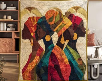 Koc z motywem czarnej kobiety, narzuta afrocentryczna, prezent z afrykańskiego dziedzictwa, dekoracja z melaniny, koc z motywem dumy kulturowej dla kobiet, sztuka czarnoskórych