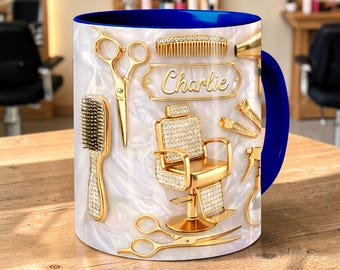 Spersonalizowany kubek dla fryzjera, kubek na kawę z prezentem dla fryzjera, kubek dla miłośnika salonu, prezent dla fryzjera, kubek z narzędziami do fotela fryzjerskiego, prezent dla fryzjera, fryzjera