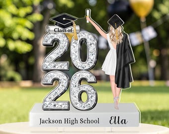 Spersonalizowana ozdoba na tort z okazji ukończenia szkoły dla dziewcząt: ozdoba na tort z okazji ukończenia szkoły w 2026 roku, dekoracja na przyjęcie z okazji ukończenia szkoły, prezent dla córki, prezent z okazji ukończenia szkoły dla niej