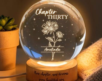 Niestandardowa lampa z imieniem i nazwiskiem, lampka nocna LED na 30. urodziny, pamiątka dla przyjaciółki siostry, 30. urodziny, nowy rozdział
