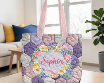 Torba z nadrukiem w kwiaty, torba z motywem kwiatowym z pszczelim miodem, torba z wieńcem stokrotek, uroczy prezent na co dzień dla kobiet, prezent na walizkę w stylu vintage