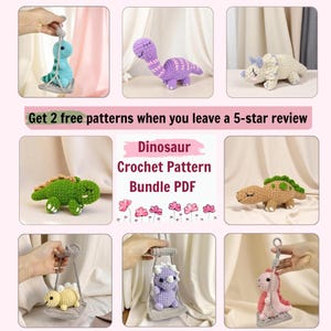 Dinosaur Crochet Pattern PDF Bundle 8in1, Amigurumi Plush Dino Set, Cute Prehistoric Stuffed Toy Collection Handmade