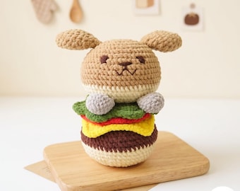 Bear Burger Crochet Pattern, Food Amigurumi PDF, Cute Kitchen Decor and Foodie Gift DIY