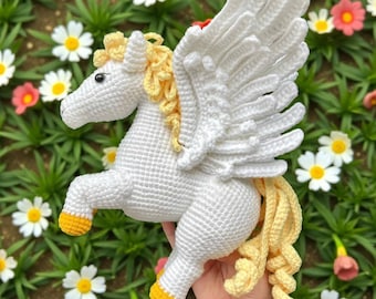 Winged Pegasus Amigurumi Pattern PDF, Crochet Fantasy Horse Tutorial, Soft Plush Mythical Animal Crochet Pattern, 5 Languages Pattern PDF