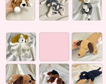 Sleeping Dog Crochet Pattern PDF Bundle: Amigurumi Puppy Plushies Set