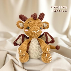 Amigurumi Dragon Crochet Pattern PDF, Cute Plush Dragon Toy Tutorial, Soft Stuffed Animal DIY Gift, Easy Fantasy Crochet Pattern