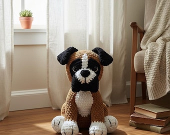 Crochet Pattern Boxer Dog Plush, Amigurumi Dog Crochet Pattern, Cute Handmade Puppy Toy PDF