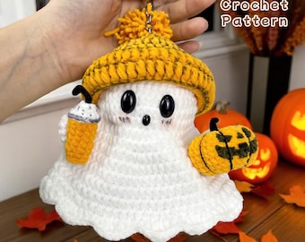 Ghost Hugging Pumpkin Crochet Pattern PDF, Tiny Boo Baby Ghost Amigurumi, Halloween Plush Crochet, Beginner Friendly Pattern