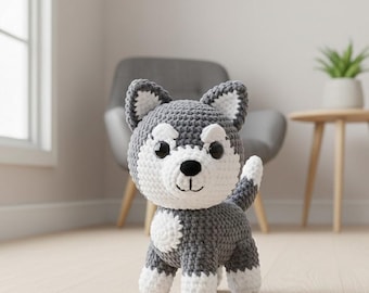Crochet Husky Dog Pattern PDF, Easy Amigurumi Pattern for Beginners, Cute Crochet Animal Puppy, Adorable Husky Crochet Patterns