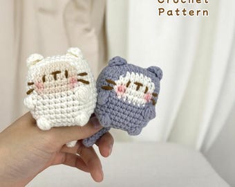 ネコ編みぐるみ　ご確認用 ミニあみぐるみ猫のかぎ針編みパターン：初心者向け猫のぬいぐるみ