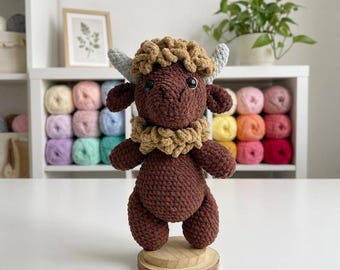 Rustic Highland Cow Crochet Pattern, Amigurumi Plush Tutorial (PDF Download)
