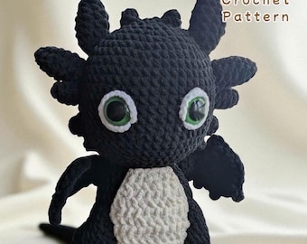 Night Fury Crochet Pattern: Amigurumi Dragon Plush (PDF Download