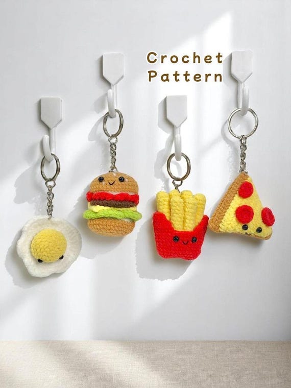 Crochet Keychain Pattern Bundle: 4 Mini Amigurumi Sets (PDF Digital Download)