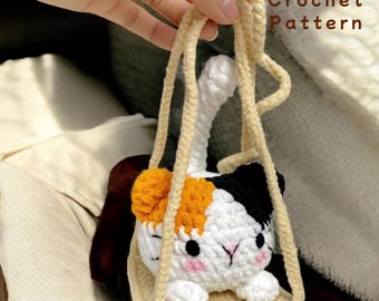 Cat Crochet Pattern PDF, Low Sew Amigurumi Cat Pattern, Swing Kitty Car Charm, Hanging Plush Toy, Keychain Crochet Pattern