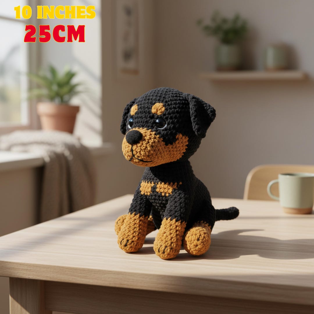 Crochet Pattern Rottweiler Dog Amigurumi, Rottweiler Crochet Pattern ...