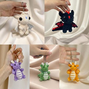 Dragon Keychain Crochet Pattern PDF Bundle: 5-in-1 Amigurumi Plush Toy Set (Digital Download