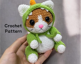Cat Dinosaur Costume Crochet Pattern: Amigurumi PDF