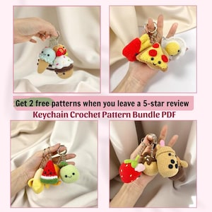 Crochet Keychain Pattern Bundle PDF – 4 Sets of Cute Mini Amigurumi Keychains – Easy Plush Toys for Bags and Gifts, Digital Download