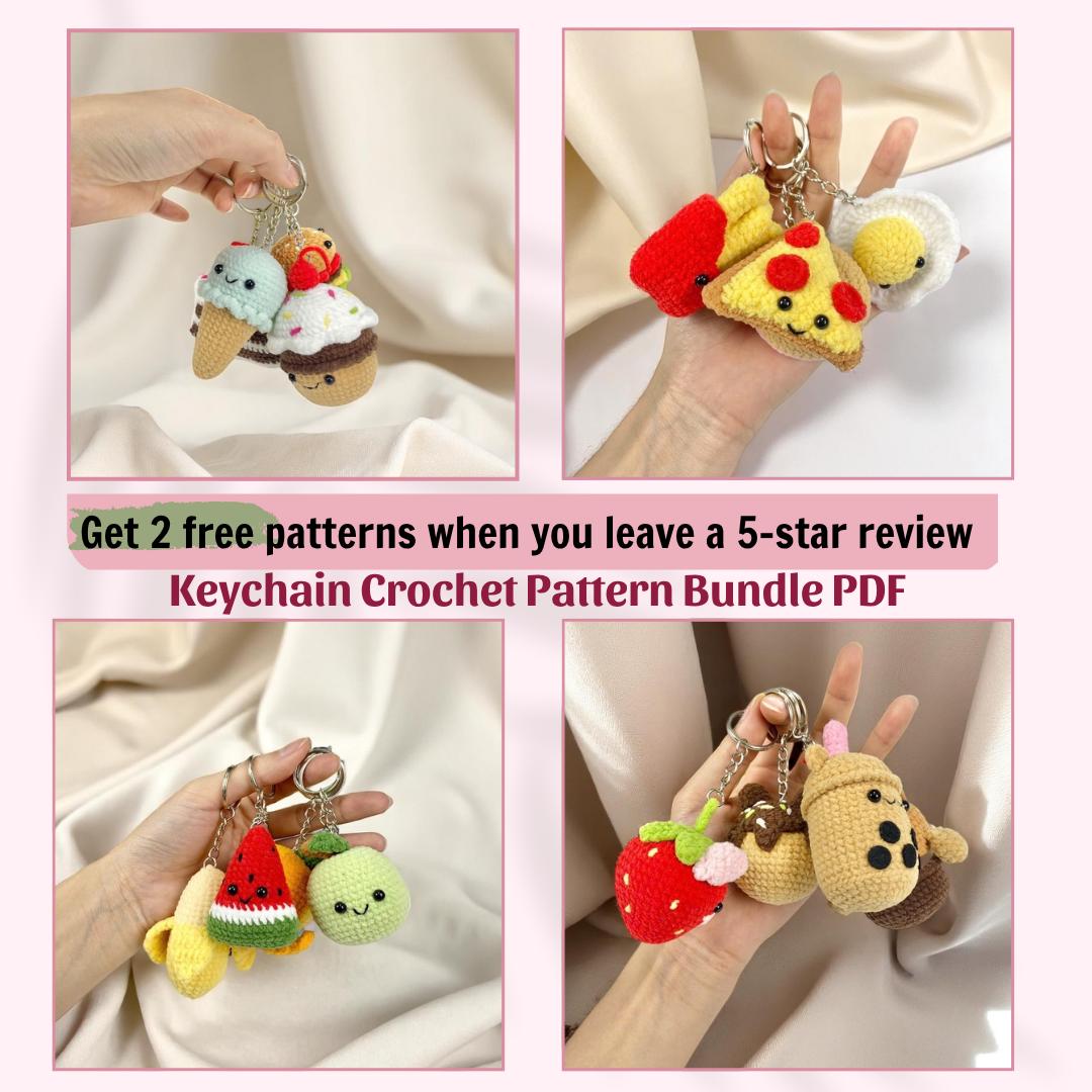 Crochet Keychain Pattern Bundle: 4 Mini Amigurumi Sets (PDF Digital Download)