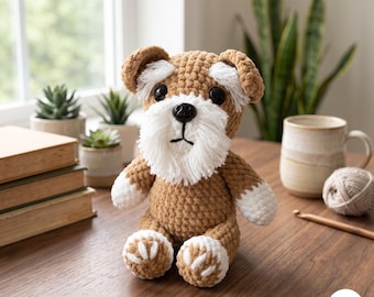 Schnauzer Crochet Pattern PDF, Bearded Dog Amigurumi Plush, Handmade Pet Lover Gift