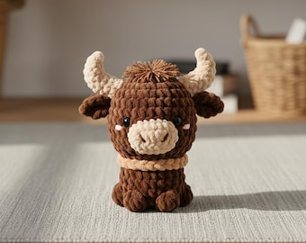 Brown Crochet Cow Pattern – Amigurumi Farm Animal Plush PDF (Beginner Friendly)