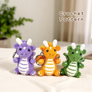 Dragon Crochet Pattern PDF: Mini Amigurumi Keychain, Beginner Friendly
