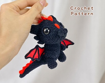Patrón de crochet para mini dragón: Peluche amigurumi de fantasía oscura (PDF)