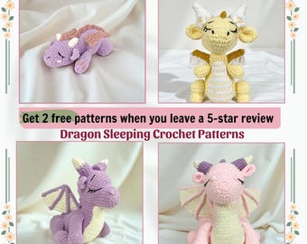 Sleeping Dragon Crochet Pattern Bundle: Amigurumi Plush Toys (PDF Download