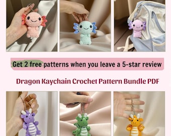Patrón de crochet para llavero de dragón: Juego de peluche amigurumi (patrón PDF)
