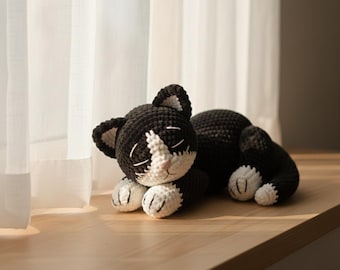 Sleeping Cat Crochet Pattern PDF, Tuxedo  Cat Crochet, Easy Amigurumi Cat Pattern, Cat Lovers & Beginner-Friendly Projects