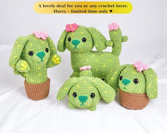 Cactus Dog Crochet Pattern Bundle: Amigurumi Plush Toy (PDF Pattern)